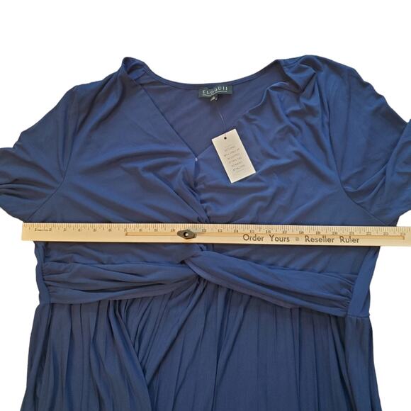 NWT Eloquii Blue Knot Front Pleated Skirt Dress Sz 24 - Picture 6 of 14